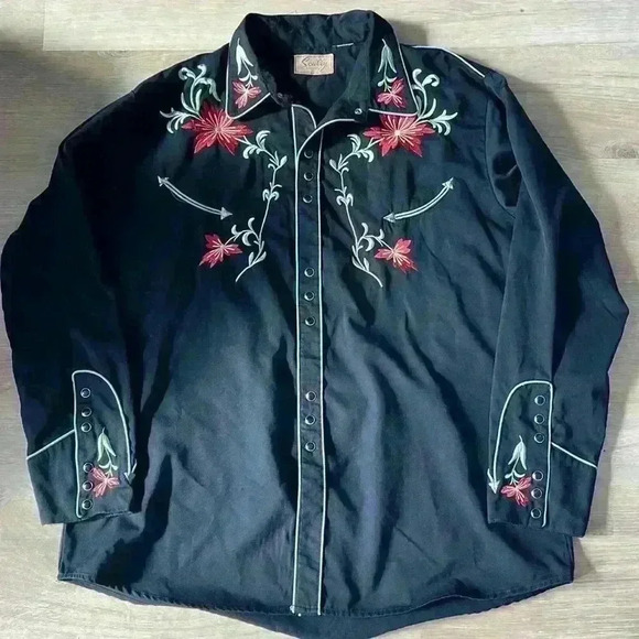 Scully Other - Scully Embroidered Snap Front Long Sleeve Shirt